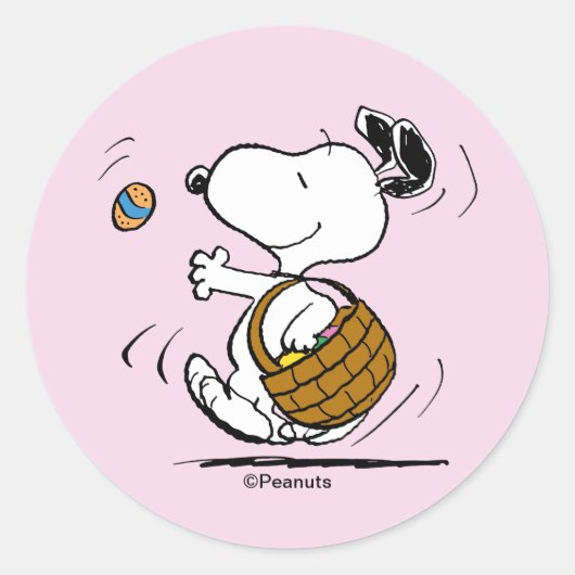 Snoopy Pasen Beagle Ronde Sticker (Voorkant)
