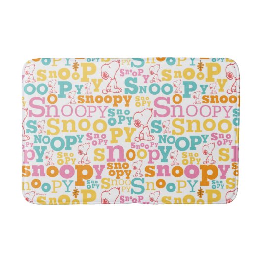 Snoopy Pastel Text Pattern Badmat (Voorkant)