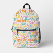 Snoopy Pastel Text Pattern Bedrukte Rugzak (Voorkant)