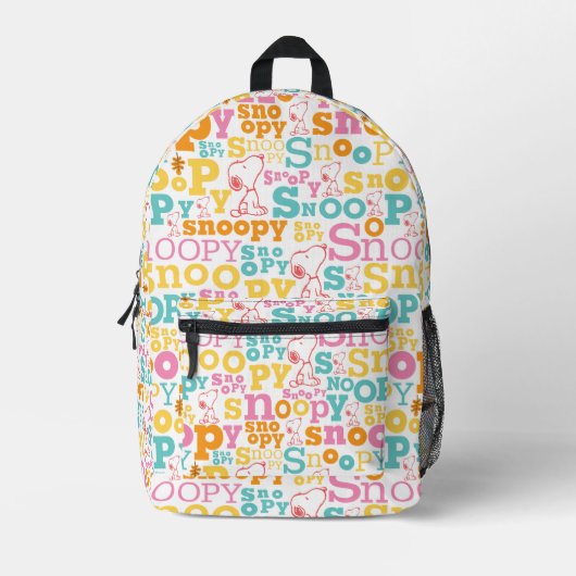 Snoopy Pastel Text Pattern Bedrukte Rugzak (Voorkant)