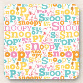 Snoopy Pastel Text Pattern Bier Onderzetter (Voorkant)