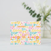 Snoopy Pastel Text Pattern Briefkaart (Staand voorkant)