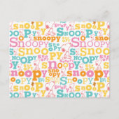 Snoopy Pastel Text Pattern Briefkaart (Voorkant)