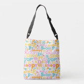 Snoopy Pastel Text Pattern Crossbody Tas (Achterkant)