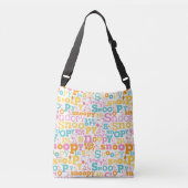 Snoopy Pastel Text Pattern Crossbody Tas (Voorkant)