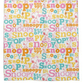 Snoopy Pastel Text Pattern Douchegordijn (Voorkant)