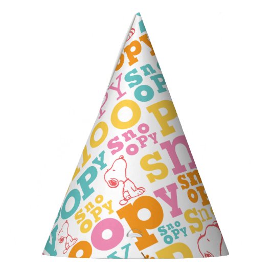 Snoopy Pastel Text Pattern Feesthoedjes (Links)