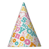 Snoopy Pastel Text Pattern Feesthoedjes (Rechts)