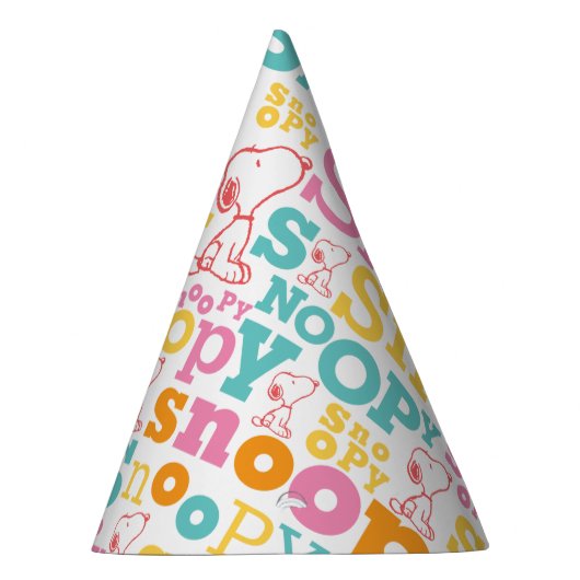 Snoopy Pastel Text Pattern Feesthoedjes (Rechts)