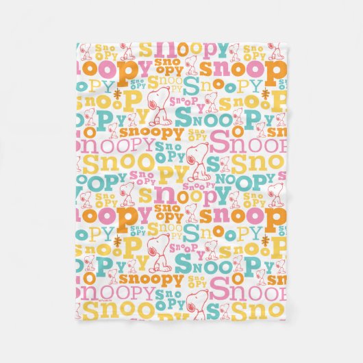 Snoopy Pastel Text Pattern Fleece Deken (Voorkant)