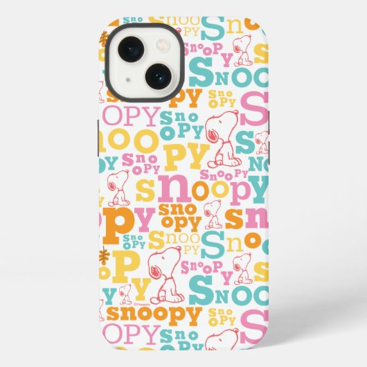 Snoopy Pastel Text Pattern iPhone Hoesje (Achterkant)