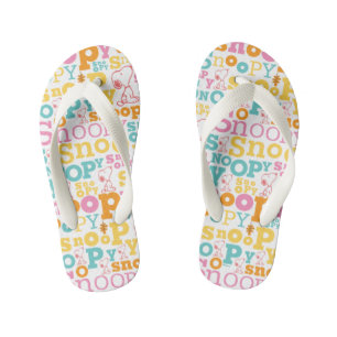Snoopy Pastel Text Pattern Kinder Teenslippers