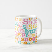 Snoopy Pastel Text Pattern Koffiemok (Voorkant rechts)