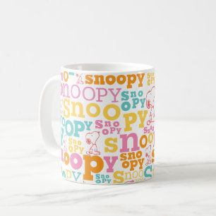 Snoopy Pastel Text Pattern Koffiemok