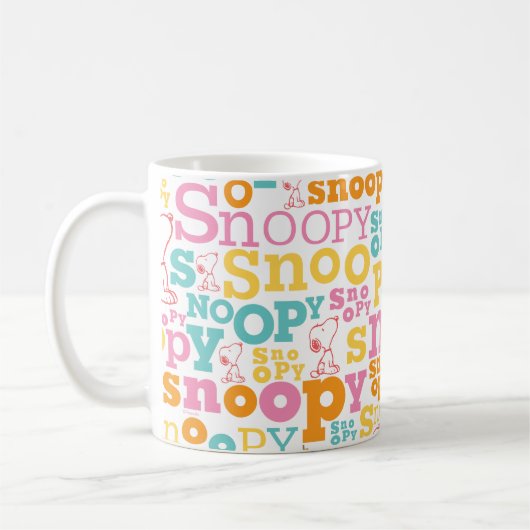Snoopy Pastel Text Pattern Koffiemok (Links)