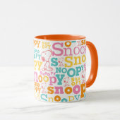 Snoopy Pastel Text Pattern Mok (Voorkant rechts)