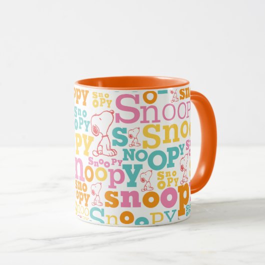 Snoopy Pastel Text Pattern Mok (Voorkant rechts)