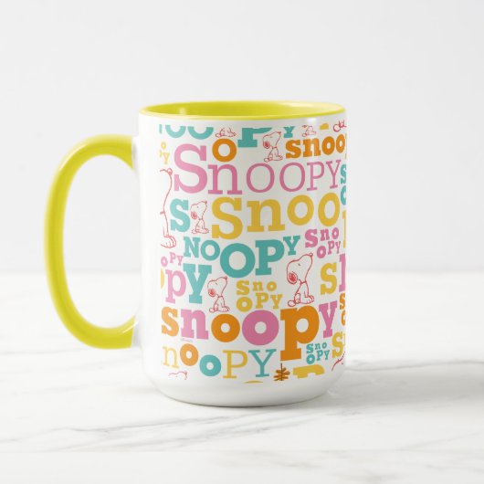 Snoopy Pastel Text Pattern Mok (Links)