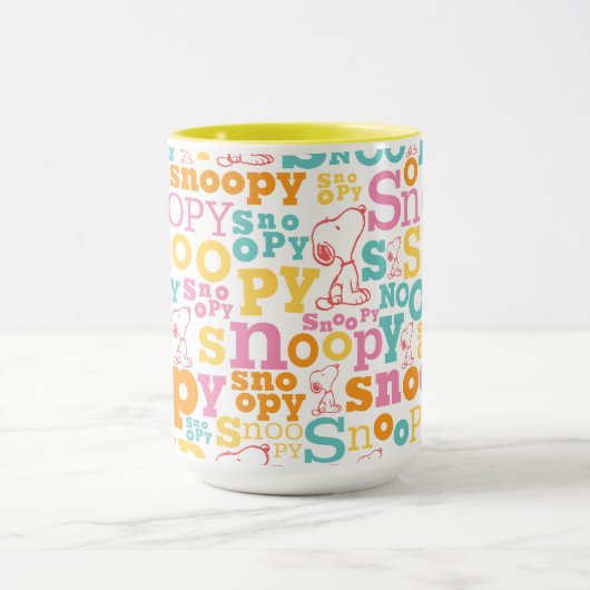 Snoopy Pastel Text Pattern Mok (Midden)
