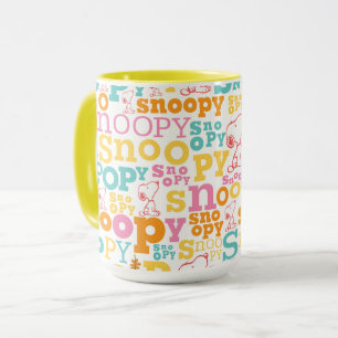 Snoopy Pastel Text Pattern Mok