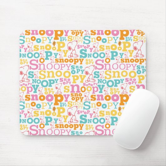 Snoopy Pastel Text Pattern Muismat (Met muis)