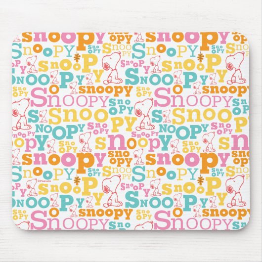 Snoopy Pastel Text Pattern Muismat (Voorkant)