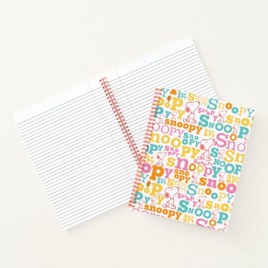 Snoopy Pastel Text Pattern Notitieboek (Binnen)