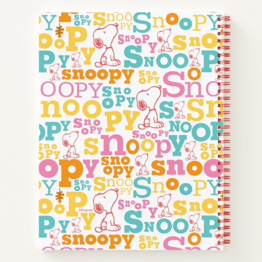 Snoopy Pastel Text Pattern Notitieboek (Achterkant)