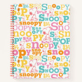 Snoopy Pastel Text Pattern Notitieboek (Voorkant)