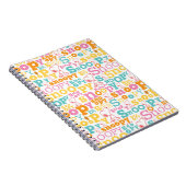Snoopy Pastel Text Pattern Notitieboek (Rechterzijde)