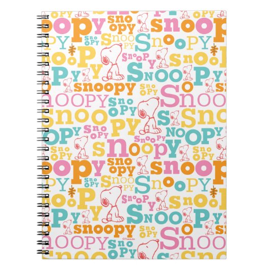 Snoopy Pastel Text Pattern Notitieboek (Voorkant)