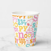 Snoopy Pastel Text Pattern Papieren Bekers (Links)