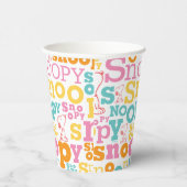 Snoopy Pastel Text Pattern Papieren Bekers (Rechts)