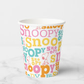 Snoopy Pastel Text Pattern Papieren Bekers (Voorkant)