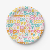 Snoopy Pastel Text Pattern Papieren Bordje (Voorkant)