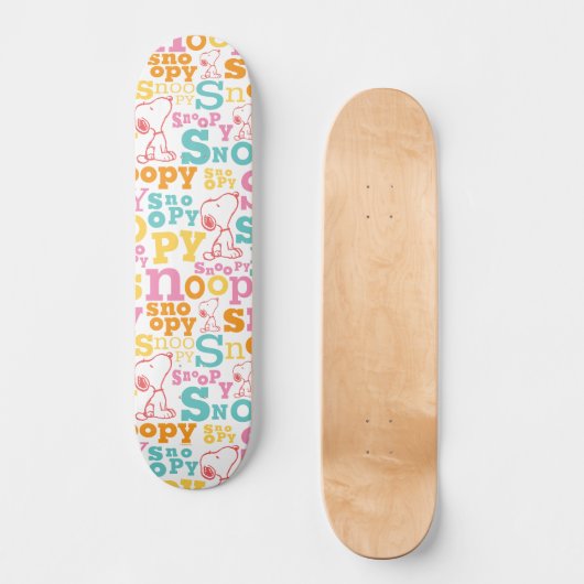 Snoopy Pastel Text Pattern Persoonlijk Skateboard (Voorkant)