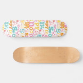 Snoopy Pastel Text Pattern Persoonlijk Skateboard (Horizontaal)