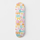 Snoopy Pastel Text Pattern Persoonlijk Skateboard (Voorkant)