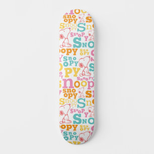 Snoopy Pastel Text Pattern Persoonlijk Skateboard