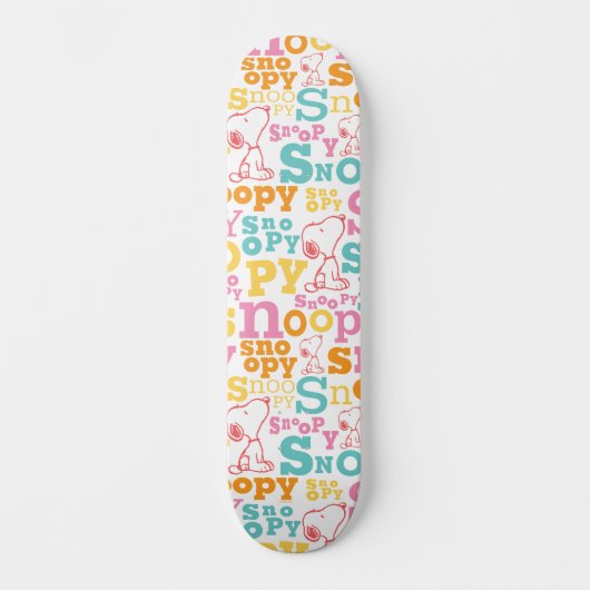 Snoopy Pastel Text Pattern Persoonlijk Skateboard (Voorkant)