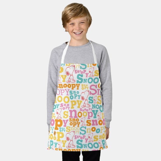 Snoopy Pastel Text Pattern Schort (Gedragen)