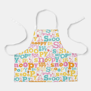 Snoopy Pastel Text Pattern Schort