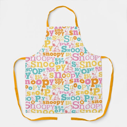 Snoopy Pastel Text Pattern Schort (Voorkant)