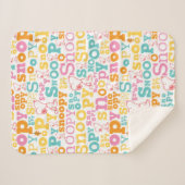 Snoopy Pastel Text Pattern Sherpa Deken (Voorkant (horizontaal))