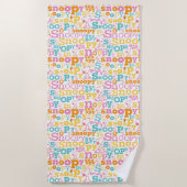 Snoopy Pastel Text Pattern Strandlaken (Voorkant)