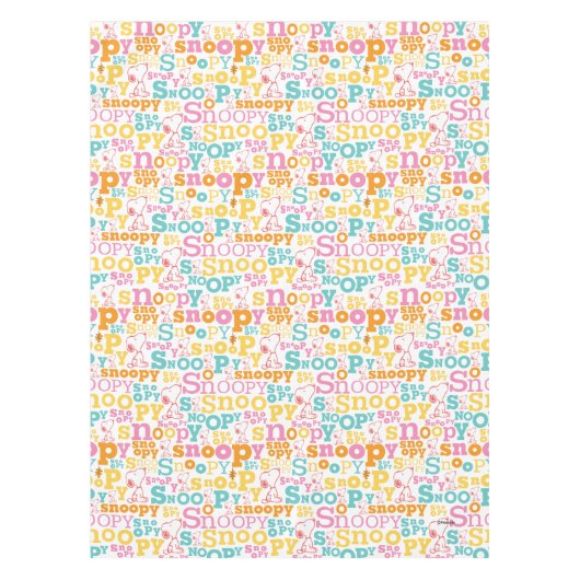 Snoopy Pastel Text Pattern Tafelkleed (Voorkant)