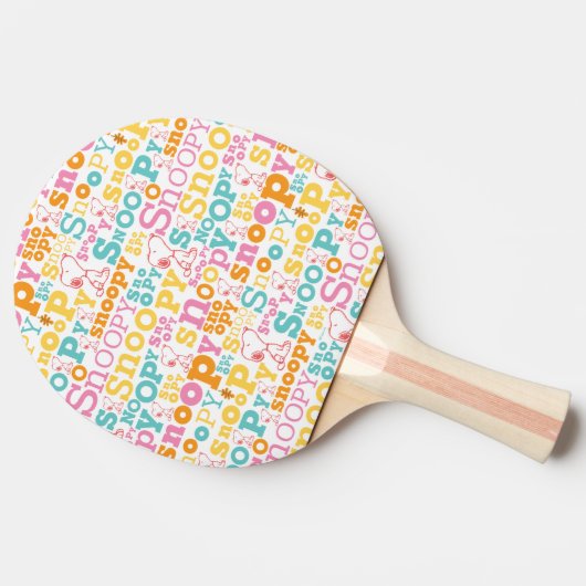 Snoopy Pastel Text Pattern Tafeltennisbatje (Zijkant)