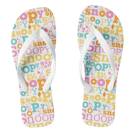 Snoopy Pastel Text Pattern Teenslippers (Voetbed)