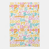 Snoopy Pastel Text Pattern Theedoek (Verticaal)