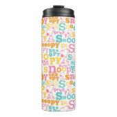 Snoopy Pastel Text Pattern Thermosbeker (Voorkant)